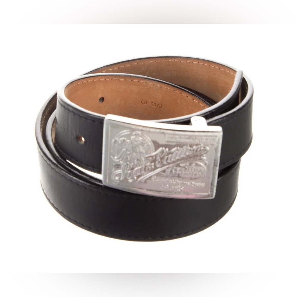 Louis Vuitton 🎄GUC Black Leather Belt with Silver Buckle 30-34” - Picture 2 of 2